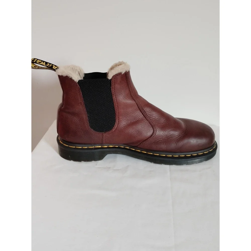 Dr. Martens 2976 FL Fur Lined Dark Brown Leather Chelsea Western Boots Men 12
